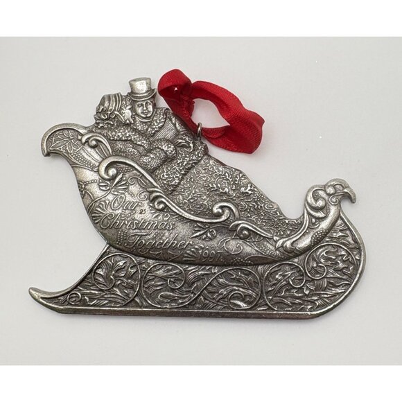 Vintage Hallmark Our Christmas Together Sleigh Ride Ornament Pewter 1997 - Picture 7 of 7